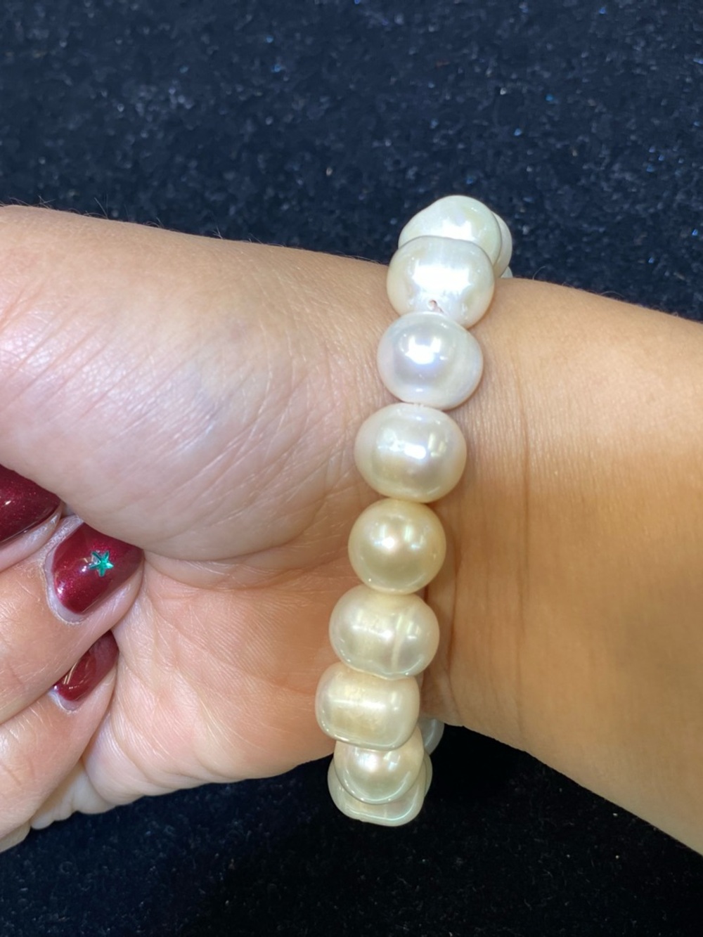 Handmade 10mm Freshwater Round Cream Pearl Bracelet Classic Elegant